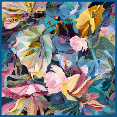 Dabīgā zīda satīna lakats 107x107 cm "Sapņa pieskāriens"