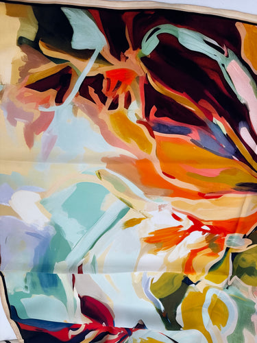 Dabīgā zīda satīna lakats 90x90 cm "Asteres"