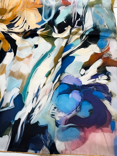 Dabīgā zīda satīna lakats 90x90 cm "Āboliņš"