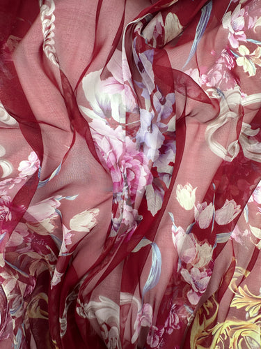 Dabīgā zīda šifona šalle "Rubīns"