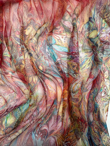 Dabīgā zīda šifona šalle "Sarkans"