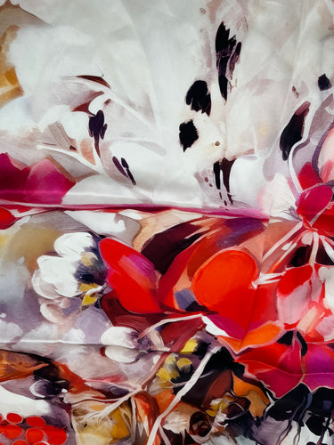 Dabīgā zīda satīna lakats 90x90 cm "Ogas"