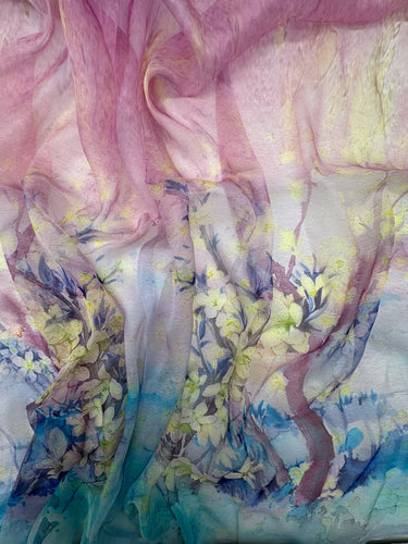 Dabīgā zīda šifona šalle "Saullēkts"