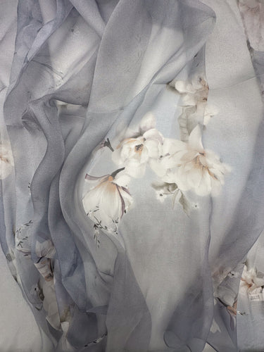 Dabīgā zīda šifona šalle "Ziedu miglā"