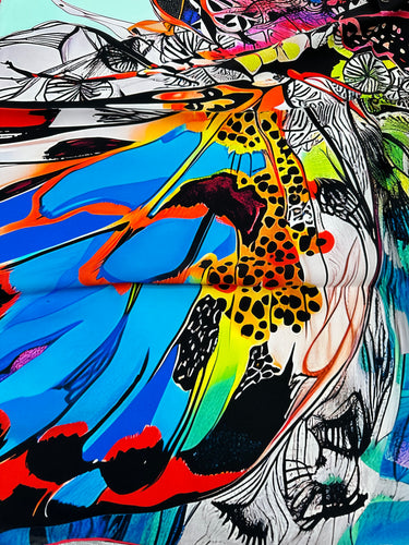 Dabīgā zīda satīna lakats 90x90 cm "Transformācija II"