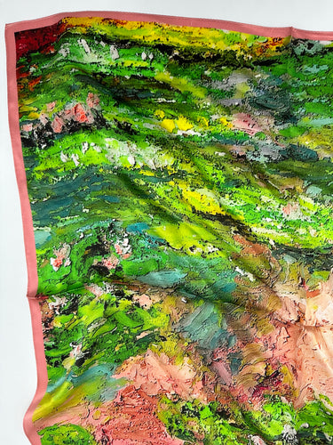 Dabīgā zīda lakats 68x68 cm  "Vasara ziedos"