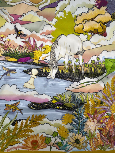 Dabīgā zīda satīna lakats 107x107 cm "Ponijs I"