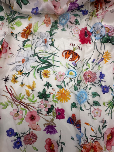 Dabīgā zīda šifona šalle "Ziedu Deja"