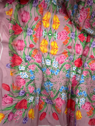 Dabīgā zīda šifona šalle "Tulpe "
