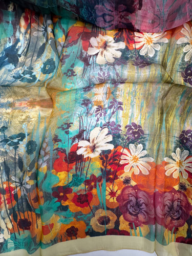 Dabīgā zīda šifona šalle "Siltums"