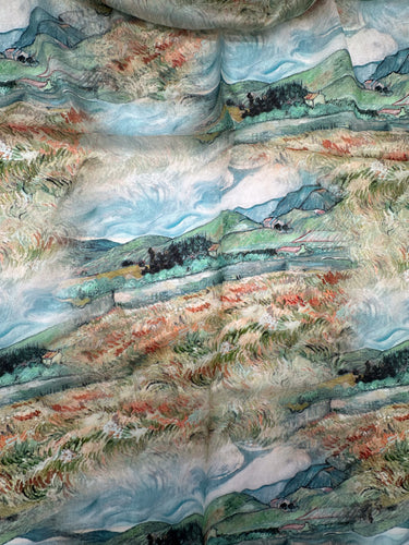 Dabīgā zīda šifona šalle "Rudzu lauks"