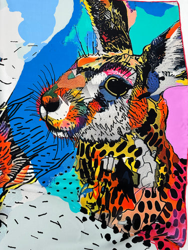 Dabīgā zīda satīna lakats 90x90 cm "Lepus"