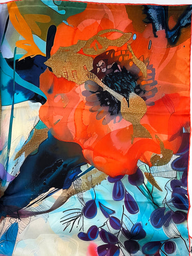 Dabīgā zīda satīna lakats 90x90 cm "Parfīms"