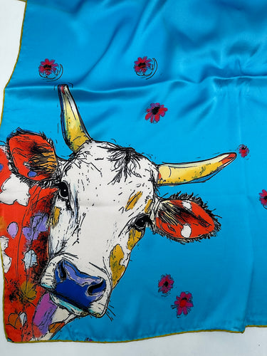 Dabīgā zīda satīna lakats 90x90 cm "Gauja"