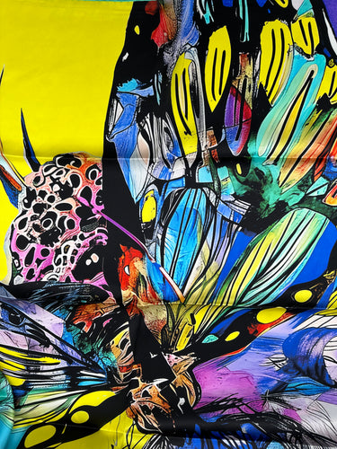 Dabīgā zīda satīna lakats 90x90 cm "Transformāciaj III "