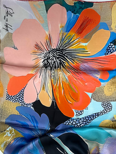 Dabīgā zīda satīna lakats 107x107 cm "Pateicība"
