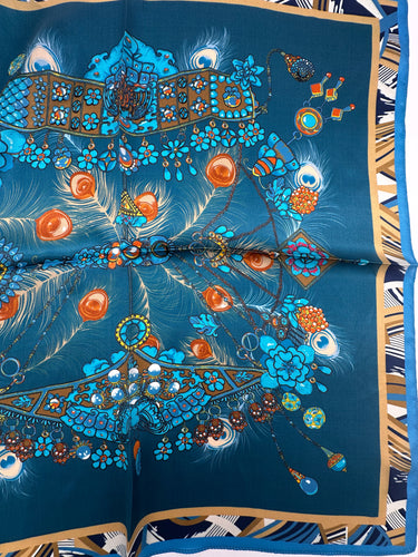 Dabīgā zīda lakats 68x68 cm  "Dārgumi"