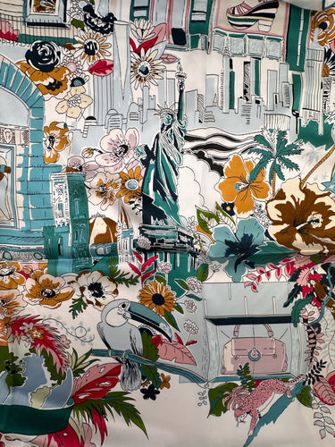 Dabīgā zīda satīna lakats 107x107 cm "Notikums"