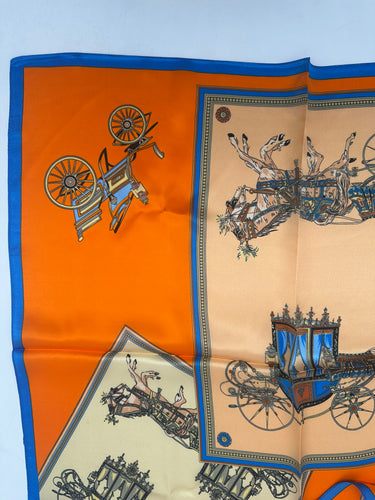 Dabīgā zīda lakats 68x68 cm "Oranžā Kariete "