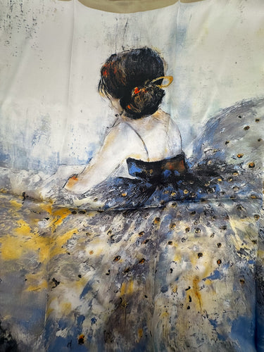 Dabīgā zīda satīna lakats  90x90 cm "Balets"