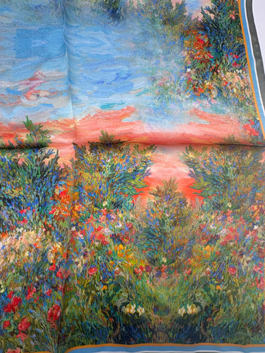 Dabīgā zīda lakats 68x68 cm  "Saulainā ainava"