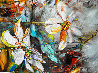 Dabīgā zīda lakats 68x68 cm "Ar augiem "