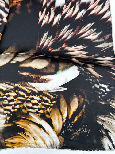 Dabīgā zīda satīna lakats 90x90 cm "Putna piens II"