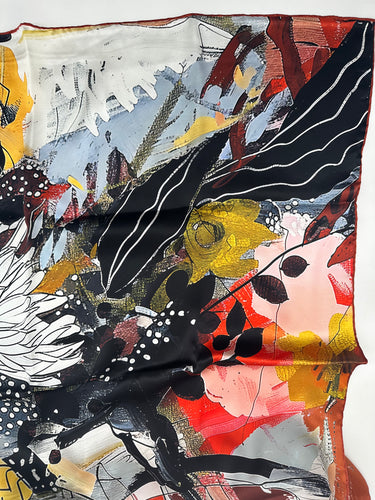 Dabīgā zīda satīna lakats 90x90 cm "Krāsu tips - Rudens"