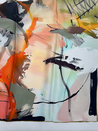 Dabīgā zīda satīna lakats 90x90 cm "Krāsu tips - Pavasais"