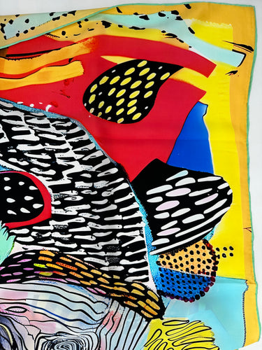 Dabīgā zīda satīna lakats 90x90 cm "Saule"