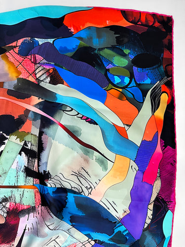 Dabīgā zīda satīna lakats 90x90 cm "Krāsu tips -Ziema"