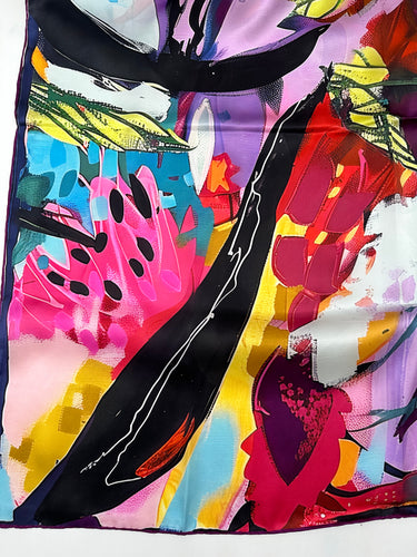 Dabīgā zīda satīna lakats 90x90 cm "Augļi"