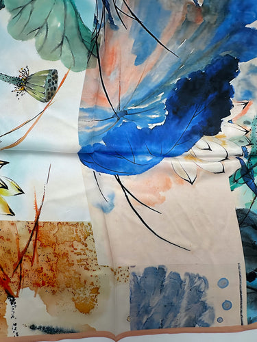 Dabīgā zīda lakats 68x68 cm  "Lotusa ēnā II"