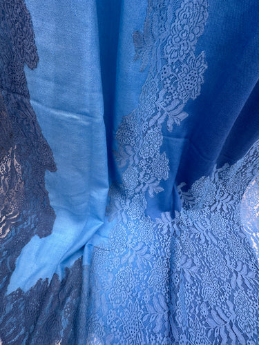 Ombre kašmira un mežģīņu šalle "Dzelme"
