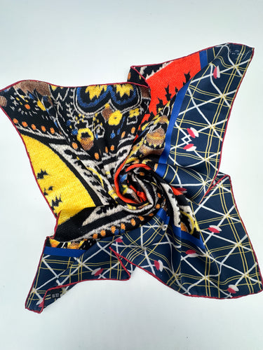 Dabīgā zīda satīna lakats "Art deco" 65x65cm