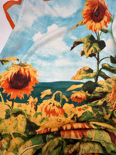 Silts kašmira un zīda lakats "Saulespuķe" 130 x 130cm