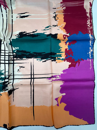 Dabīgā zīda sarža lakats 90x90 cm "Mākoņos II"