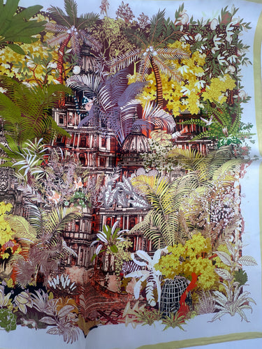 Dabīgā zīda lakats 65x65 cm "Templis "