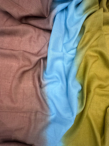 Ombre zīda un kazlēna vilnas šalle "Olīve"