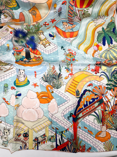 Dabīgā zīda satīna lakats 107x107 cm "Karuselis II"