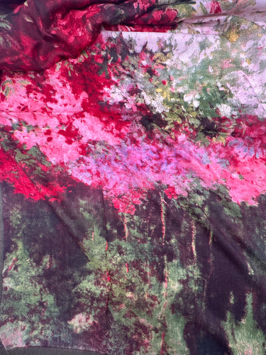 Silts kašmira un zīda lakats "Rožu dārzā" 130 x 130cm