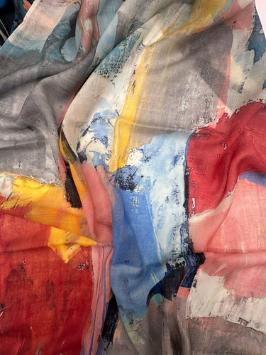 100% vilnas šalle ar košu rakstu "Impresija"