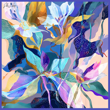 Dabīgā zīda satīna lakats 90x90 cm "Pumpurs I"