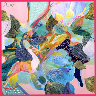 Dabīgā zīda satīna lakats 90x90 cm "Pumpurs III"