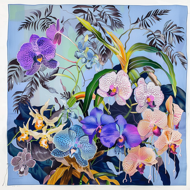 Dabīgā zīda satīna lakats 90x90 cm "Vanda"