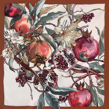 Dabīgā zīda satīna lakats 107x107 cm "Granāts II"