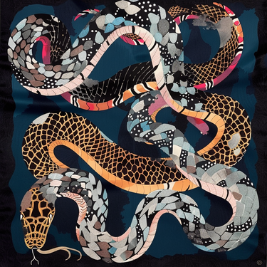 Dabīgā zīda satīna lakats 90x90 cm "Zalktis"