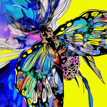 Dabīgā zīda satīna lakats 90x90 cm "Transformāciaj III "