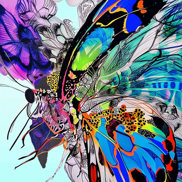 Dabīgā zīda satīna lakats 90x90 cm "Transformācija II"