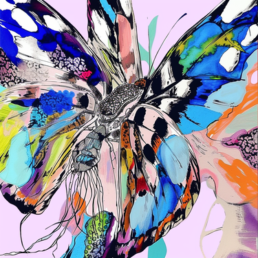 Dabīgā zīda satīna lakats 90x90 cm "Transformācija  "